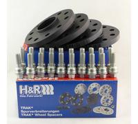 H&R Set des espaceurs de roues Système-DR 16mm par essieu - Cartouche de boulon 5x112 - Moyeu 66,5mm - Taille de boulon M14x1,5 - compatible avec Audi/Volkswagen - Noir