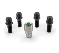 H&R Jeu de antivol de Roue R13 M14x1.50x27mm sphérique Noir - 4 boulons antivol de Roues avec Adaptateur