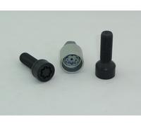 Jeu de Boulons de roue H&R sphérique R13 M14x1.50 - Longueur 40mm - Noir - 10 pièces (compatible avec p.e. VAG) - antivol de roue inclus
