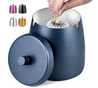 H.Romo Cendrier avec couvercle - Cendrier pour fumeurs de cigarettes, grand cendrier de maison avec couvercle pour intérieur et extérieur, cendrier coupe-vent en métal avec couvercle anti-odeurs pour