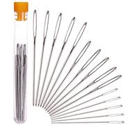 H&S Aiguilles Couture Gros Chas - 15pcs - Pour la Laine ou le Fil - Grande Aiguille à Coudre & a Broder en Acier Inoxydable Émoussé avec Tube de Rangement - Broderie & Tricot
