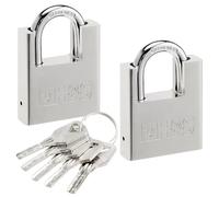 H&S Cadenas a Clef Haute Sécurité - Set 2x Cadenas 60mm & 5 Clés - Cadenas Robuste à Clé pour Casier College & Cave ou Vestiaire - Cadenas a Cle pour Intérieur ou Extérieur