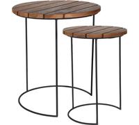 H&S Collection Ensemble de 2 tables d'appoint en teck marron