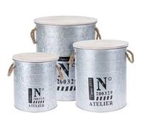 H&S Collection Ensemble de boîtes de rangement avec corde 3 pcs Zinc Argent G