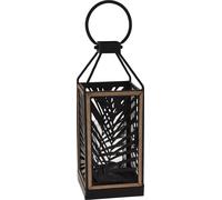 H&S Collection Lanterne décorative motif feuille noir - 15 x 15 x 38 cm
