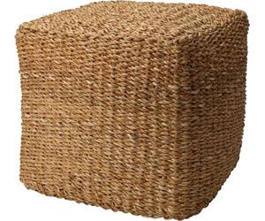 H&S Collection Pouf carré en jonc de mer naturel 40 x 40 x 38 cm