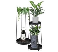 H&S Collection Support pour pots de fleurs 2 pcs. Métal noir