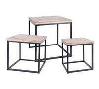 H&S Collection Teck Ensemble de Tables d'Appoint 3 pcs Gigogne Table Basse Brun G