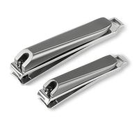 H&S Coupe Ongle en Acier Inoxydable - Lot de 2 - Pince à Ongles Robuste avec Poignées Rembourrées & Capuchon en Plastique - Coupe-Ongles Inox Professionnel a Pied ou Main