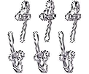 H&S Crochets à Rideaux Robustes - 100 pcs - Crochet en Métal Solide pour Rideau, Rideau de Douche - Crochet a Rideau Versatile et Facile à Installer - Acier Inoxydable