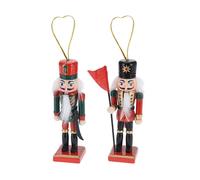 H&S Decoration 2 Set Casse-Noisette en bois multicolore 12 cm décorations de sapin de Noël
