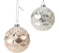 H&S Decoration Boule de Noël avec paillettes 12 pcs. or argent Décoration de Noël