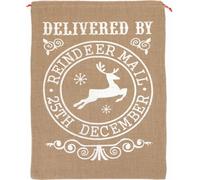 H&S Decoration sac cadeau avec impression blanche jute beige/blanc 72x50 cm