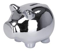 H&S décoration Tirelire cochon 115x9x9 cm céramique argentée