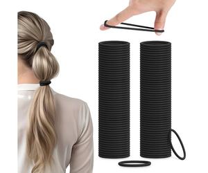 H&S Élastique Cheveux pour Femme & Fille - 100pcs x 4mm - Élastiques Sans Métal, Chouchou Tous Types de Cheveux - Elastique Noir pour Homme - Lot Elastiques Cheveux Fins ou Épais