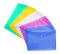 H&S Pochette Plastique A4 pour Documents - Pack de 30 - Pochettes Transparentes avec Fermeture à Pression - Plastiques Réutilisables & Multicolores avec Poches Rangement Papier