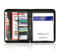 H&S Porte Document A4 avec Fermeture Éclair - Conferencier en Faux Cuir avec Bloc Note Juridique & 11 Emplacements Cartes de Visite - Rangement Documents pour Homme ou Femme