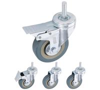 H&S Roulettes pour Meubles - 4x Roulette Charge Lourde Exterieur Max 200kg Meuble Placard Table - Roue Chariot avec Frein Pivotante Fixation par vis M10 - Roulettes Pivotantes 75mm