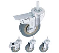 H&S Roulettes pour Meubles - 4x Roulette Charge Lourde Exterieur Max 200kg Meuble Placard Table - Roue Chariot avec Frein Pivotante Fixation par vis M10 - Roulettes Pivotantes 75mm