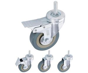 H&S Roulettes pour Meubles - 4x Roulette Charge Lourde Exterieur Max 200kg Meuble Placard Table - Roue Chariot avec Frein Pivotante Fixation par vis M10 - Roulettes Pivotantes 75mm