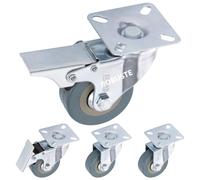 H&S Roulettes pour Meubles - 4x Roulette Charge Lourde Exterieur Max 200kg pour Meuble Placard Table Basse - Roue Chariot avec Frein et Tête Pivotante - Roulettes Pivotantes 50mm