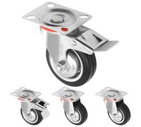 H&S Roulettes pour Meubles - 4x Roulette Charge Lourde Exterieur Max 200kg pour Meuble Placard Table Basse - Roue Chariot avec Frein et Tête Pivotante - Roulettes Pivotantes 75mm