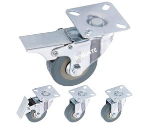 H&S Roulettes pour Meubles - 4x Roulette Charge Lourde Exterieur Max 200kg pour Meuble Placard Table Basse - Roue Chariot avec Frein et Tête Pivotante - Roulettes Pivotantes 50mm