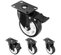 H&S Roulettes pour Meubles - 4x Roulette Charge Lourde Exterieur Max 600kg pour Meuble Placard Table Basse - Roue Chariot avec Frein et Tête Pivotante - Roulettes Pivotantes 100mm