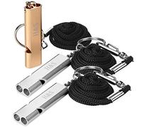 H&S Sifflet de Survie Fort pour Camping - Lot de 3 - Sifflets de Securité en Aluminium pour la Randonnée avec Lanière et Chaîne en Métal - Siflet Puissant avec Cordon