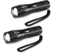 H&S T6 Lampe Torche LED Tactique - Lot 2x Lampe de Poche Ultra Puissante & Imperméable avec 5 Mode de Lumiere - 3 x Piles AAA Incluses - Lampes Torches Tactical a Pile