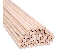 H&S Tige en Bois - 100 pcs - 30cm x 6mm Baton Bois Naturel non Verni - Baguette Ultra-Lisse pour Bricolage - Batonnets & Baguettes Loisirs Créatifs - Batonnet Long & Fin