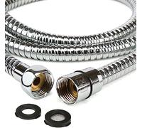 H&S Tuyau de Douche 1m75 - Flexible de Douche en Acier Inoxydable avec Finition Chromée - Tuyau de Remplacement Universel avec 2 Rondelles - Tuyau Anti-Noeud avec Fort Débit d'Eau