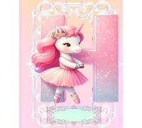*H* UNICORN BALLERINA LETTER MONOGRAM COMPOSITION NOTEBOOK Diary Journal Cute Fun Whimsical Pink Ballet Dancer Figurine Doll Art: ֍Wide ... Dance Homeschool Kindergarten Grade School