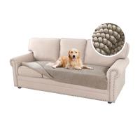 H.Versailtex Housse de lit en chenille épaisse et douce pour 3 coussins - Antidérapante - Protection de meubles pour chien, animal de compagnie, chat (90 x 208 cm, sable)