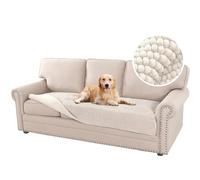 H.Versailtex Housse de lit en chenille épaisse et douce pour 3 coussins - Antidérapantes - Protection des meubles pour chien, animal de compagnie, chat (90 x 208 cm, ivoire)