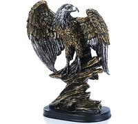 H&W 26cm H Statue d'aigle Patriotique,Sculptures en résine de grès pour Hommes,Figurines d'aigles Oiseaux Sauvages,Statue d'art Abstrait Figurines à Collectionner pour la Maison et Le Bureau