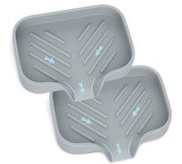 H&W 2Pcs Porte-Savon en Silicone,Porte-éponge pour évier de Cuisine,Porte-Savon de Douche de qualité supérieure,Porte-Savon avec Bec verseur pour Salle de Bain, comptoir de Cuisine(Gris+Gris)