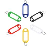 H&W 30Pcs Porte-clés en plastique avec étiquettes,porte-clés avec étiquettes,anneau fendu avec fenêtre pour clés,animaux,bagages,bureau,6 couleurs
