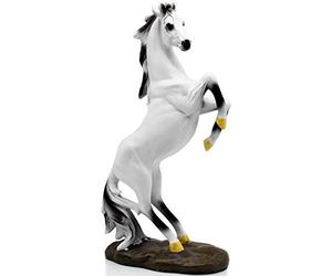 H&W 35cm H Statue de Cheval Debout,Sculptures en résine pour Hommes,Figurines de Cheval Blanc,Statue d'art Abstrait Figurines à Collectionner pour Le Bureau de la Maison,Le Salon,la bibliothèque