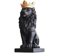 H&W Statue de Lion Couronne, Sculptures Noires, Figurines de Lion en résine pour Homme, Statue d'art pour la Maison, Le Bureau, Le Salon, la bibliothèque, la Table, Le Bureau, la Pendaison de