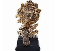 H&W Statue de Lion,Sculptures en Or,Figurines de Lion en résine de grès pour Hommes,Statues d'art abstraites pour Le Bureau,Le Salon,la bibliothèque,la Table