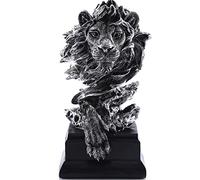 H&W Statue de Lion,Sculptures en résine pour Hommes,Figurines de Lion en Argent,Statue d'art Abstrait Figurines à Collectionner pour Le Bureau de la Maison,Le Salon, la bibliothèque