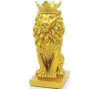 H&W Statue du Roi Lion de 38,1 cm de haut, décoration de style nordique pour la maison et l'étude, figurines de collection, meilleur cadeau pour l'homme, doré (HH16-D3)