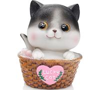 H&W Tirelire Chat pour Enfants,Tirelire incassable Chaton,Tirelire Cartoon,première Tirelire pour garçon Fille,Meilleur Cadeau d'anniversaire et de Noël,décoration intérieure,Gris