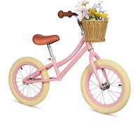 H.yeed Vélo d’équilibre 14 Pouces pour Enfants, Ultra-léger, Hauteur réglable, avec Panier Amovible et pneus en Caoutchouc gonflables, vélo d’Apprentissage sans pédales, 3-6 Ans, garçons et Filles