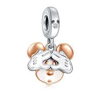 H.ZHENYUE Jewelry Love&heart Mouse Charm fit Bracelet Necklace for Woman Girls,925 Sterling Silver Pendant Beads,Birthday Christmas Halloween Valentine's Day Gifts