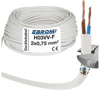 H03VV-F Round Plastic Cable for LED Power Cable H03VV-F 2x0.75 mm² Colour: White Various Lengths in 5 m Increments to 250 m 2x0.75 mm²