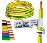 H07V-U 1 x 4 mm² - Câble conducteur rigide - Vert/jaune - Au choix de 10 m à 50 m.