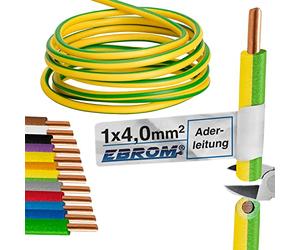 H07V-U 1 x 4 mm² - Câble conducteur rigide - Vert/jaune - Au choix de 10 m à 50 m.