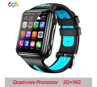 H1/W5 4g Gps Wifi Localisation Étudiant/Enfants Montre Intelligente Téléphone Système Android Horloge App Installer Dent Bleue Smartwatch Carte Sim Garçon - Type W5 16g Black Blue-Standard